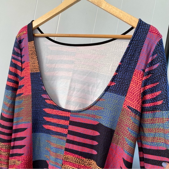 Mara Hoffman Long Sleeve Pink Connector Print Dress Scoop Back Swing Dots Art - Picture 12 of 13